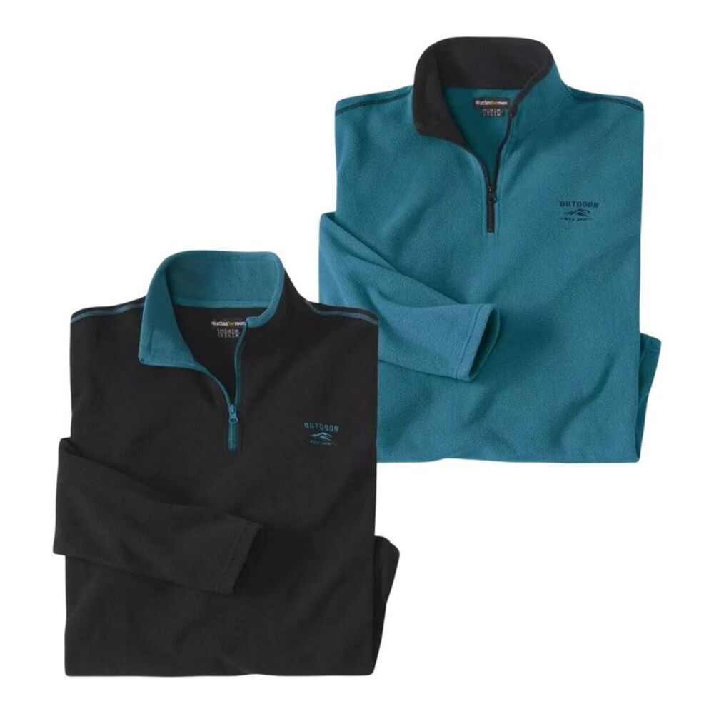 Atlas For Men Mens Microfleece Sweater (Pack of 2) / Black/Blue